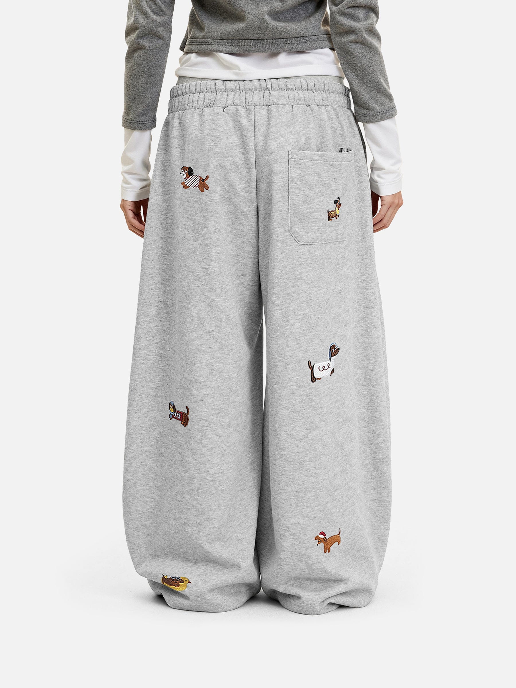Aelfric Eden Embroidery Dog Baggy Barrel Sweatpants - Seldom Seen Styles