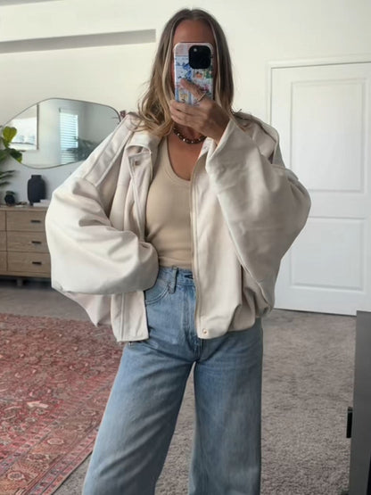 Cozy Touch Oversized Bomber Jacket