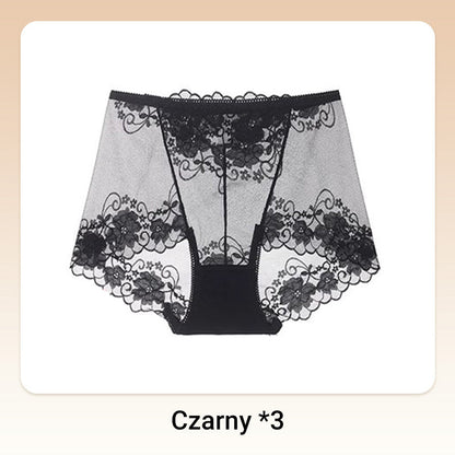 Damskie ręcznie robione bokserki z koronką o wysokim stanie