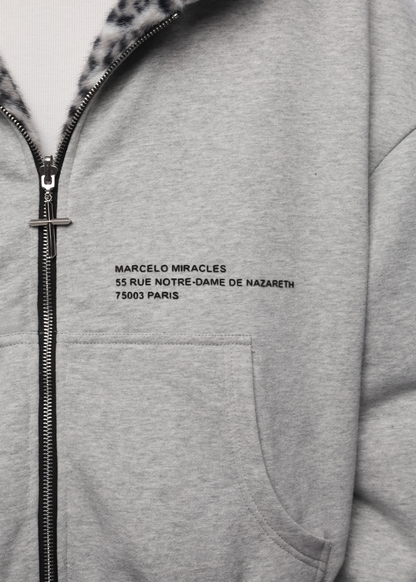 REVERSIBLE FUR ZIP HOODIE in GREY