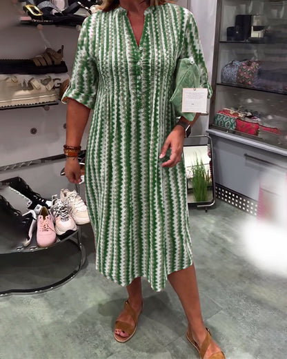 Shirt Dresses for Women Casual Long Sleeve Button Down Loose Striped Cotton Maxi Shirt Dress - Seldom Seen Styles