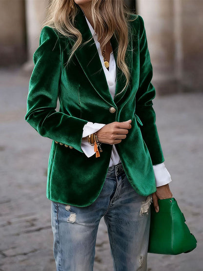 Velvet Single Breasted Blazer