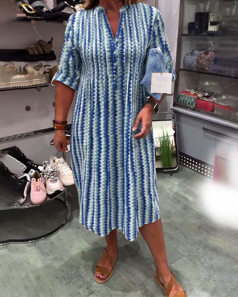 Shirt Dresses for Women Casual Long Sleeve Button Down Loose Striped Cotton Maxi Shirt Dress - Seldom Seen Styles