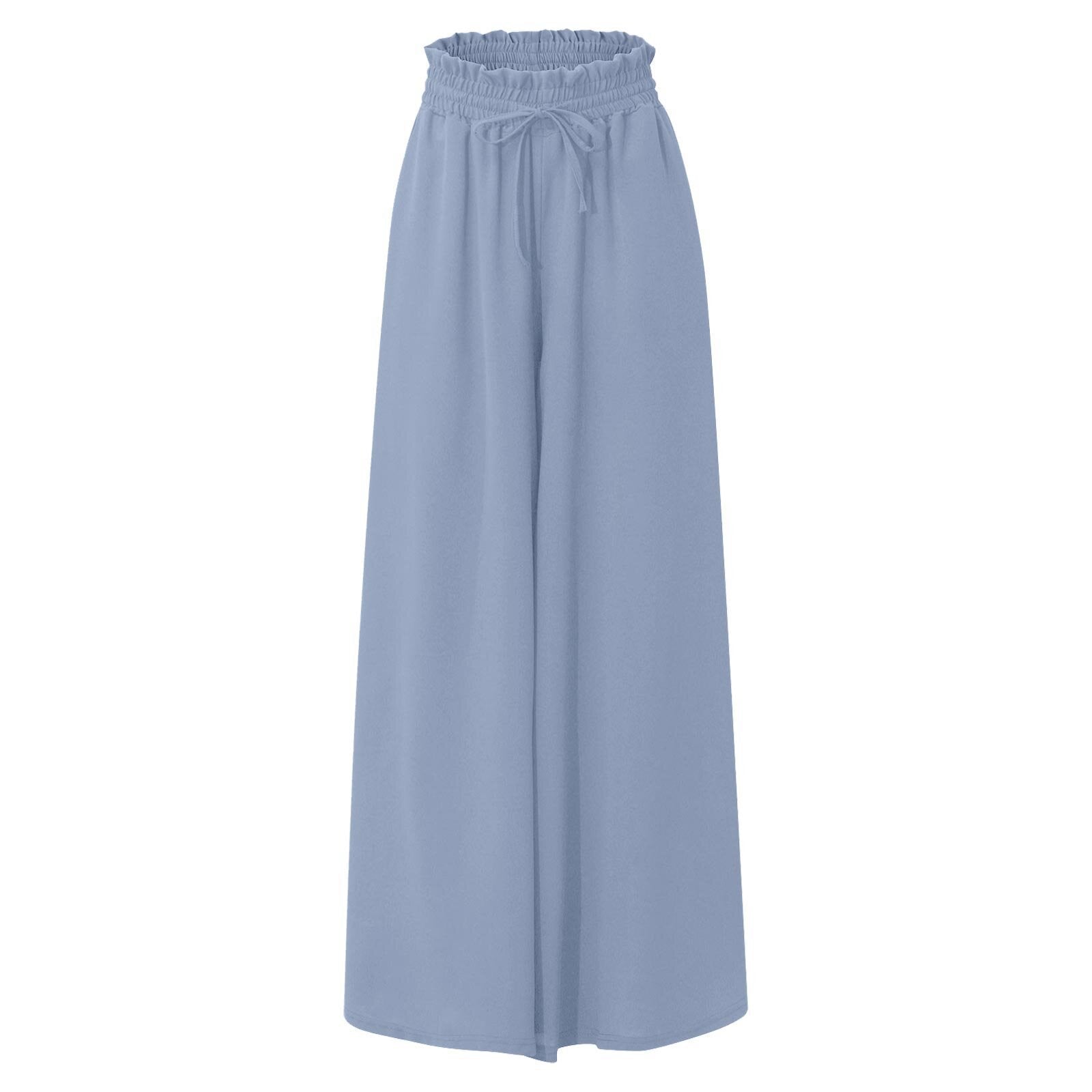 Womens Plus Size Wide Leg Pants Casual Elastic High Waist Flowy Pants Drawstring Palazzo Pants with Pockets - Seldom Seen Styles
