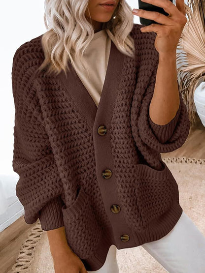 Women's 2024 Fashion Casual Open Front Long Sleeve Chunky Knit Cardigans Sweaters Outerwear Coats