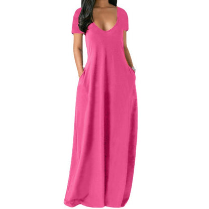 Women's Solid Color Pocket Lounge Dress, Basic Casual Comfy Long Sleeve Maxi Dress for Daily Wear, Ladies Sleepwear for All Seasons, Loungewear, Elegant Sleep Dress, Night Gown Women, Womenswear, Sleepwear Dresses - Seldom Seen Styles