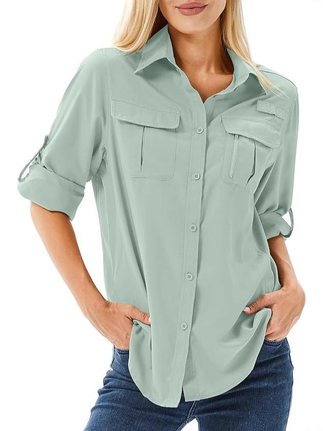 Women's UPF 50 Long Sleeve Sun Protection Shirts Safari Fishing Hiking - Seldom Seen Styles