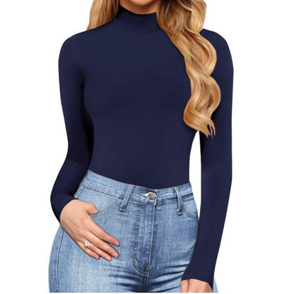Women's Sexy Square Neck Bodysuit Long Sleeve Double Lined Shirt Tops