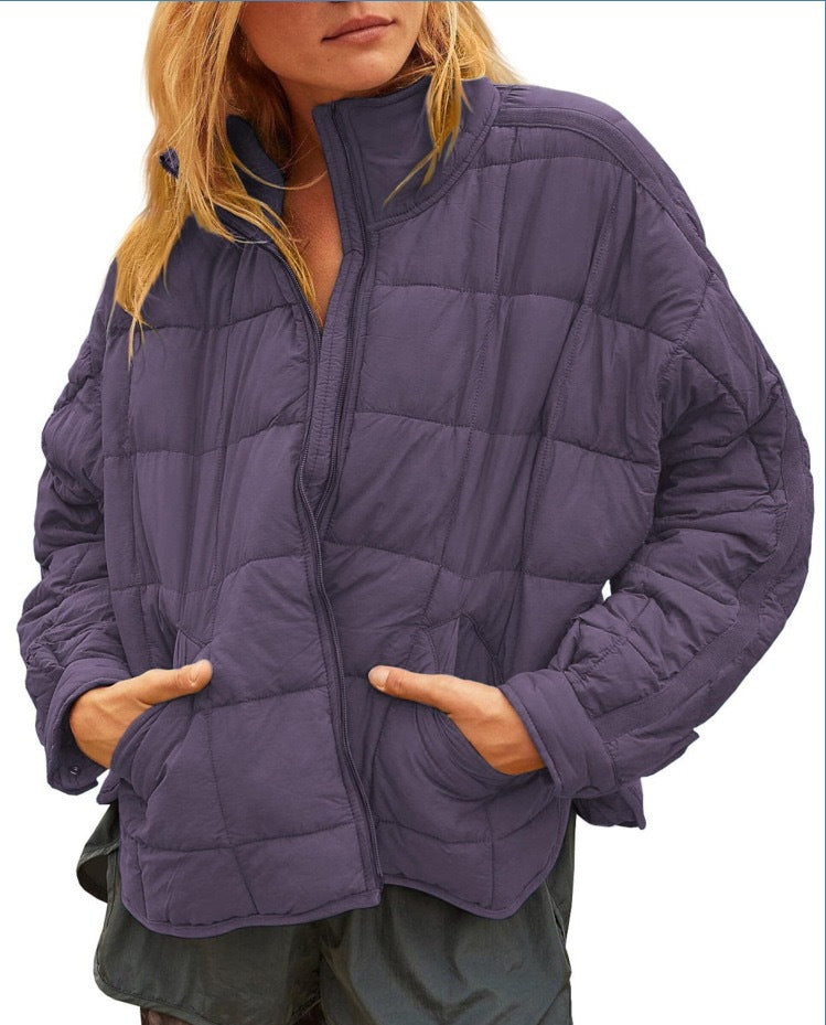 Womens Quilted Puffer Jackets Lightweight Zipper Short Padded Coat With Pockets - Seldom Seen Styles