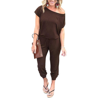 Women's Jumpsuit Plus Size S-XXXL Off-Shoulder Elastic Waist Stretchy Loose Minimalist Comfy Clothes Casual Outdoor Lightweight Romper - Fabric - Womenswear - Seldom Seen Styles