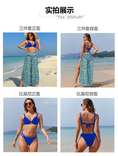 Swimsuit for Women2024New Style European and American Bikini Long Pants Three-Piece Swimsuit