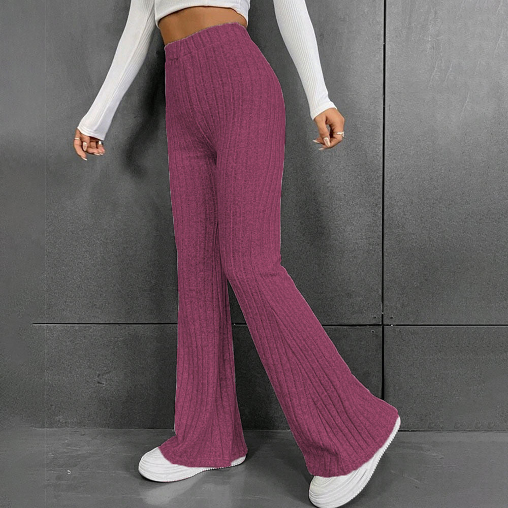 Women Flare Leggings Yoga Pants High-Waisted Casual Lounge Pants Ribbed Comfy Leggings