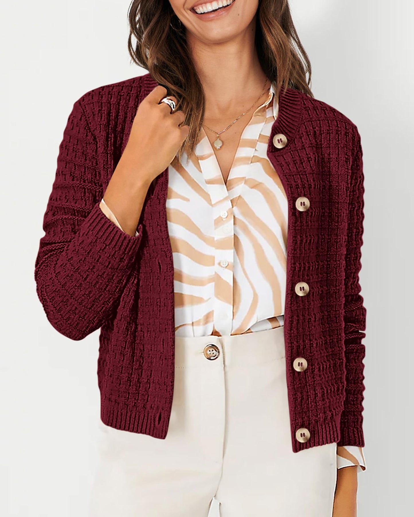 Women's Knit Cardigan Sweaters Casual Long Sleeve Open Front Button Down Trendy Jackets Outerwear