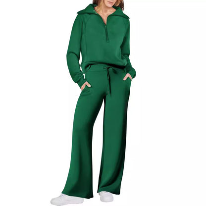 Women 2 Piece Outfits Sweatsuit Oversized Sweatshirt Sweatpants Tracksuit Sweat Lounge Matching Set 2025 Fall Trendy Polyester Womenswear - Seldom Seen Styles