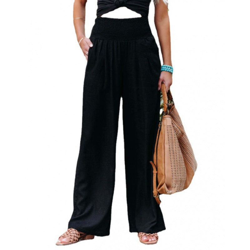 Women Linen Palazzo Pants Summer Boho Wide Leg High Waist Casual Lounge Pant 2025 Beach Travel Vacation Outfits - Seldom Seen Styles