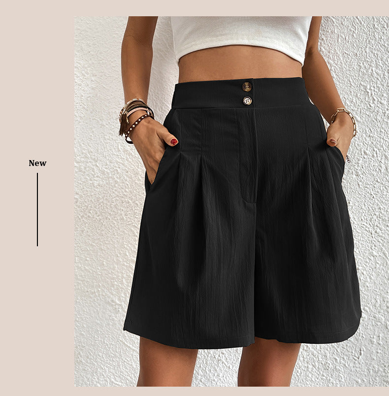 Womens Shorts Dressy Casual 2025 Trendy Summer Elastic High Waisted Pleated Side Slit Business Work Shorts Pockets