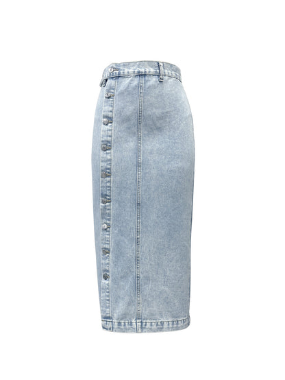 Women's  Button Front Denim Skirt, Casual Fashion  Skirt for Daily Wear, Ladies Bottoms for All Seasons - Seldom Seen Styles