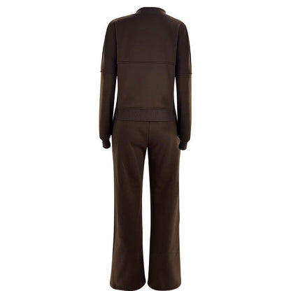 Sporty Two-piece Set Women's Plain Mock Neck Zip Up Jacket & Pocket Drawstring Waist Sweatpants Sports Sweat Suit, Sports Cozy Breathable Outfits Tracksuits for Daily Outdoor Wear, Tracksuit Set, Ladies Sportswear for All Seasons