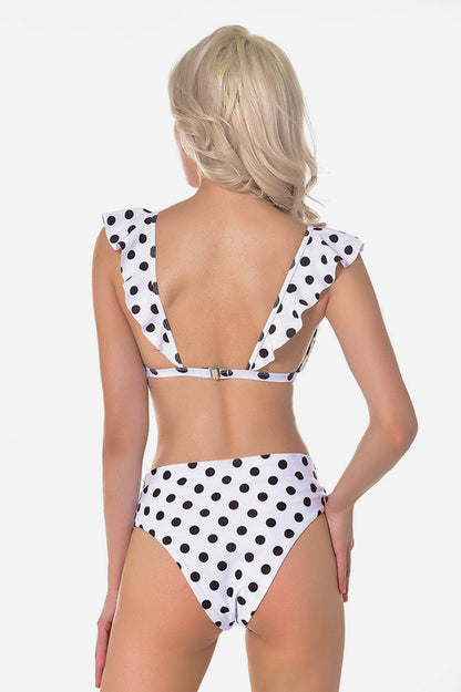 Polka Dot High Waist Ruffle Bikini - Dress In Beauty