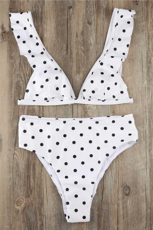 Polka Dot High Waist Ruffle Bikini - Dress In Beauty