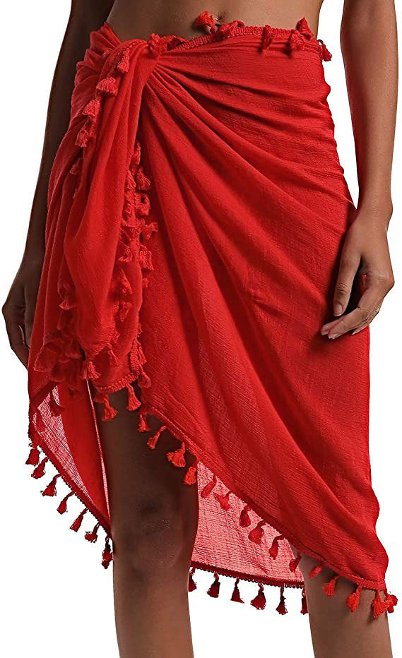 Women Beach Sarong Wraps with Tassels Swimsuit Coverup Summer Bathing Suit Cover Up Casual Swimwear - Seldom Seen Styles