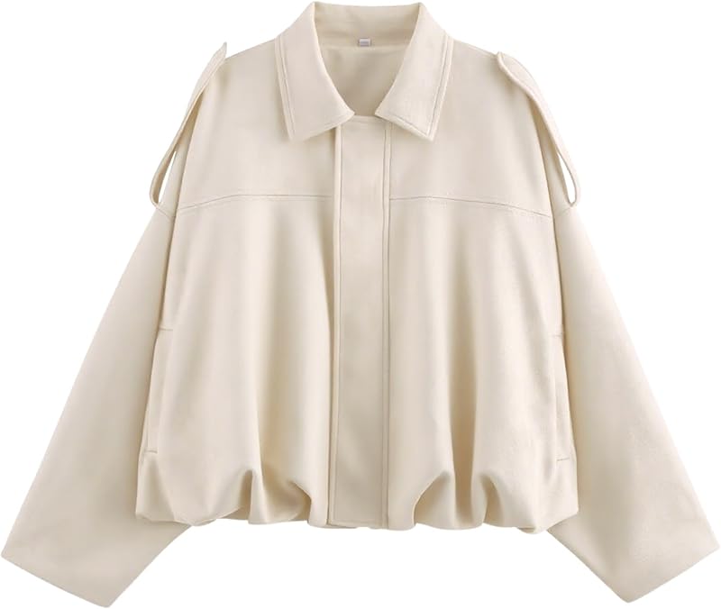 Women's Faux Suede Bomber Jacket Spring Lapel Pilot Coat Casual Oversized Long Sleeves Trendy Streetwear Outerwear - Seldom Seen Styles