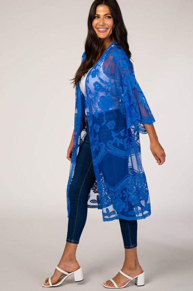 Hollow Out Lace Kimono Cover Up - Seldom Seen Styles