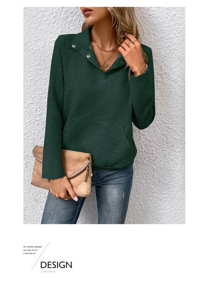 Independent Station Wholesale Hot Selling Multi-color Casual Simple Versatile Long Sleeve Textured Solid Color Cross-border Sweatshirt