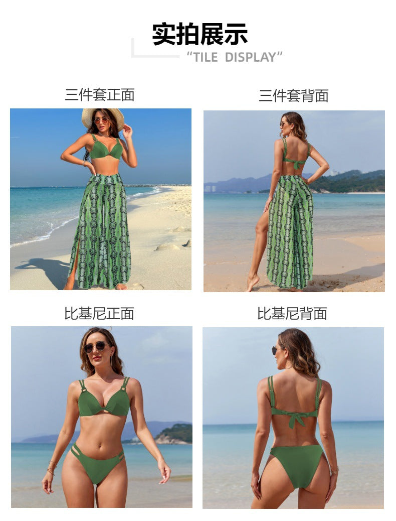 Swimsuit for Women2024New Style European and American Bikini Long Pants Three-Piece Swimsuit