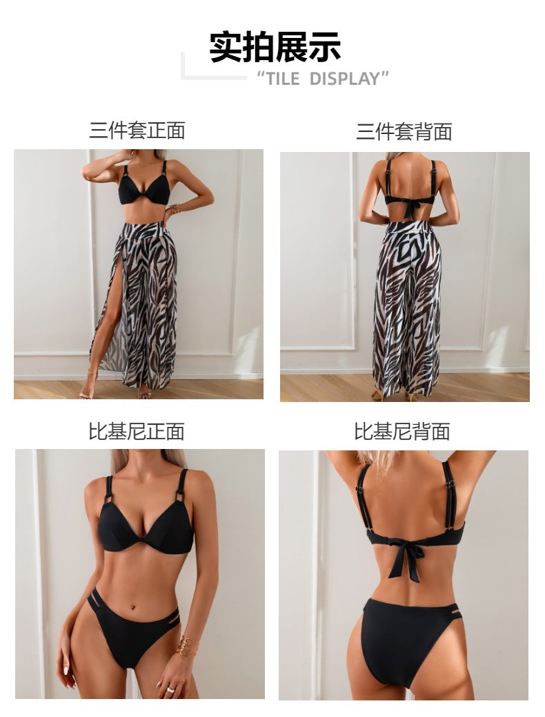 Swimsuit for Women2024New Style European and American Bikini Long Pants Three-Piece Swimsuit