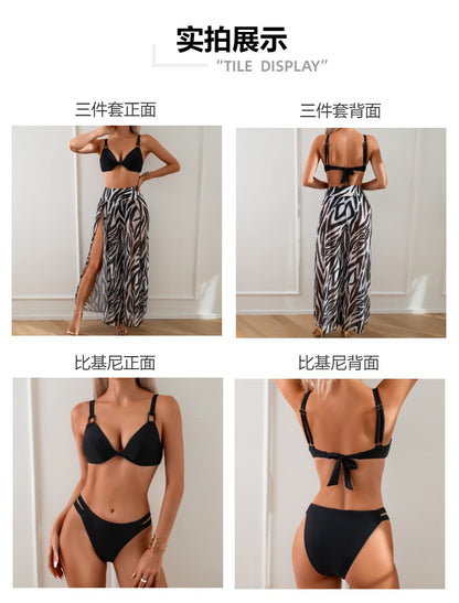 Swimsuit for Women2024New Style European and American Bikini Long Pants Three-Piece Swimsuit