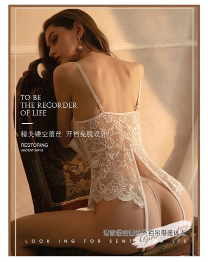 Sexy Lingerie Tight Small Chest Sexy Lace Temptation See-through No-take-off Pajamas Women Passion Set