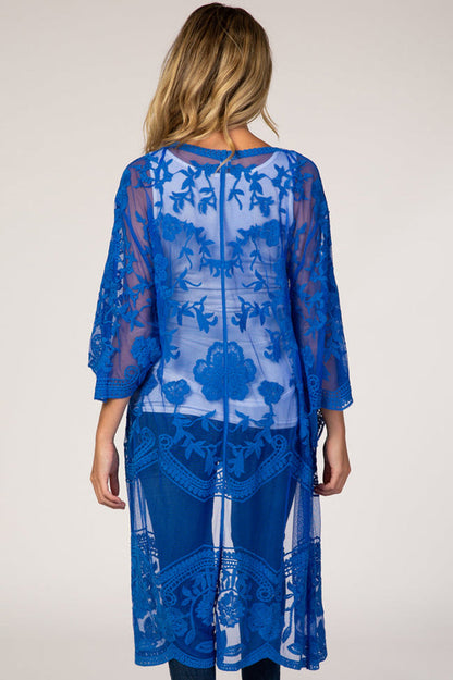 Hollow Out Lace Kimono Cover Up - Seldom Seen Styles