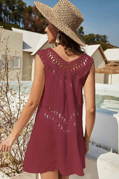 Openwork Sleeveless Cover-Up Dress - Seldom Seen Styles