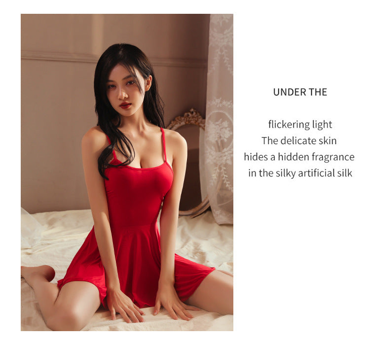 Sexy Nightdress Pure Desire Strap Sexy Sheer Plus Size Nightgown Cute Women's Backless Temptation Uniform