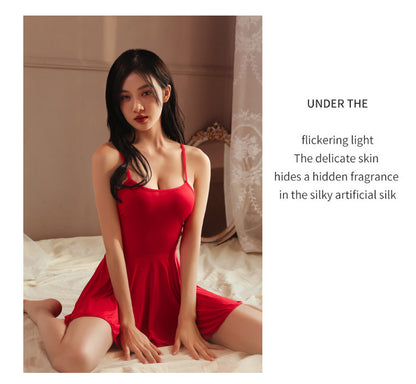 Sexy Nightdress Pure Desire Strap Sexy Sheer Plus Size Nightgown Cute Women's Backless Temptation Uniform