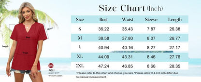 Womens Tops Summer Short Sleeve V Neck Blouses Business Casual Loose Fit Tshirts Trendy Fashion Outfits - Seldom Seen Styles