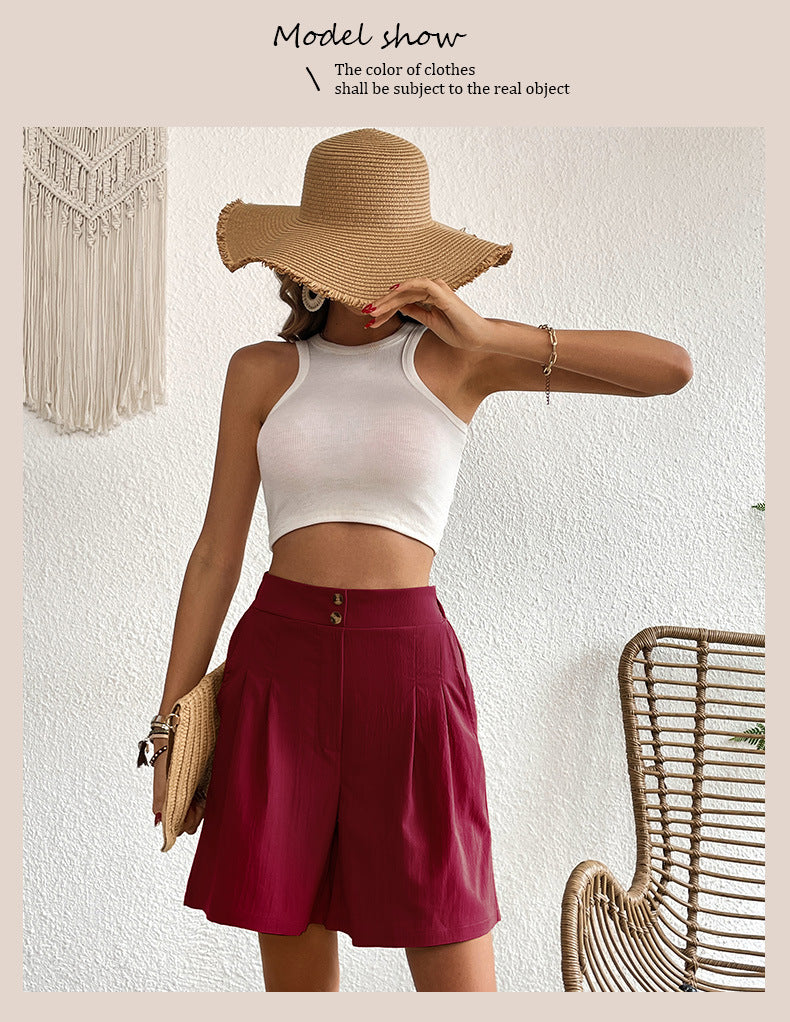 Womens Shorts Dressy Casual 2025 Trendy Summer Elastic High Waisted Pleated Side Slit Business Work Shorts Pockets