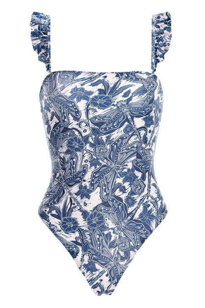 Ruffled Square Neck One Piece Swimsuit - Seldom Seen Styles