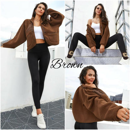 Women's Fuzzy Sherpa Fleece Jacket Winter Spring Coat Warm Button-Down Nurse Outfit for Fall & Daily Wear - Seldom Seen Styles