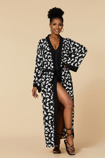 Print Belted Kimono Dress - Seldom Seen Styles