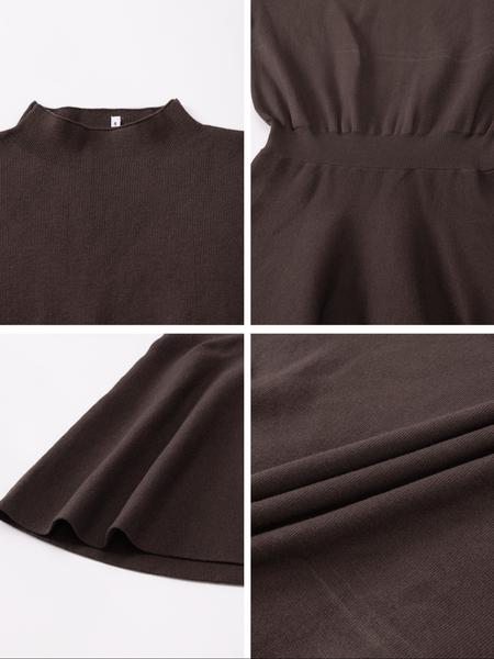 Women's Casual Half-High Neck Long Sleeve Knit Dress, Plain Color Loose-Fitting Sweater Dress, Fall & Winter Fashion - Seldom Seen Styles