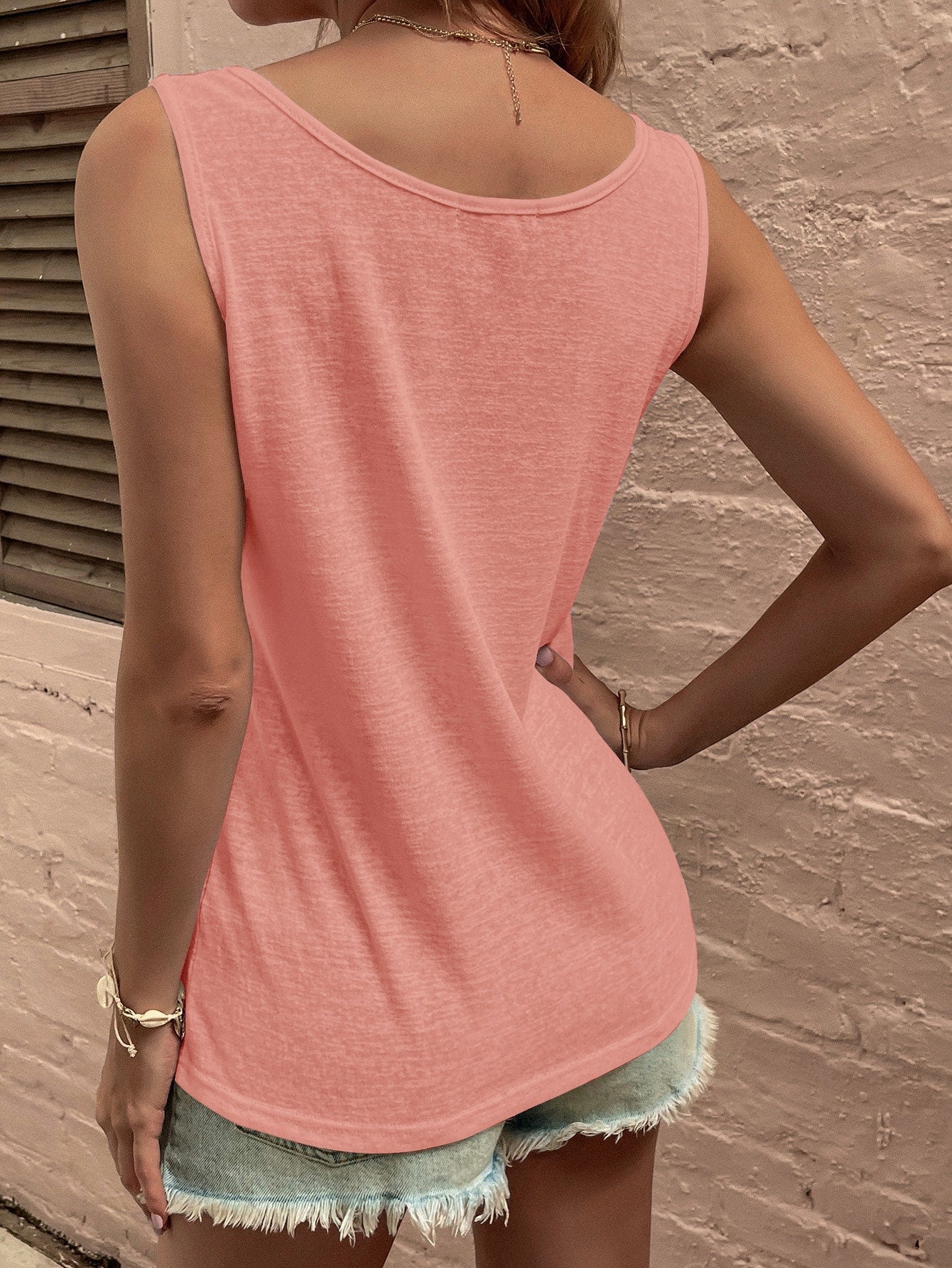 Fake Button Tank Top - Seldom Seen Styles