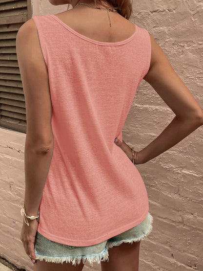 Fake Button Tank Top - Seldom Seen Styles