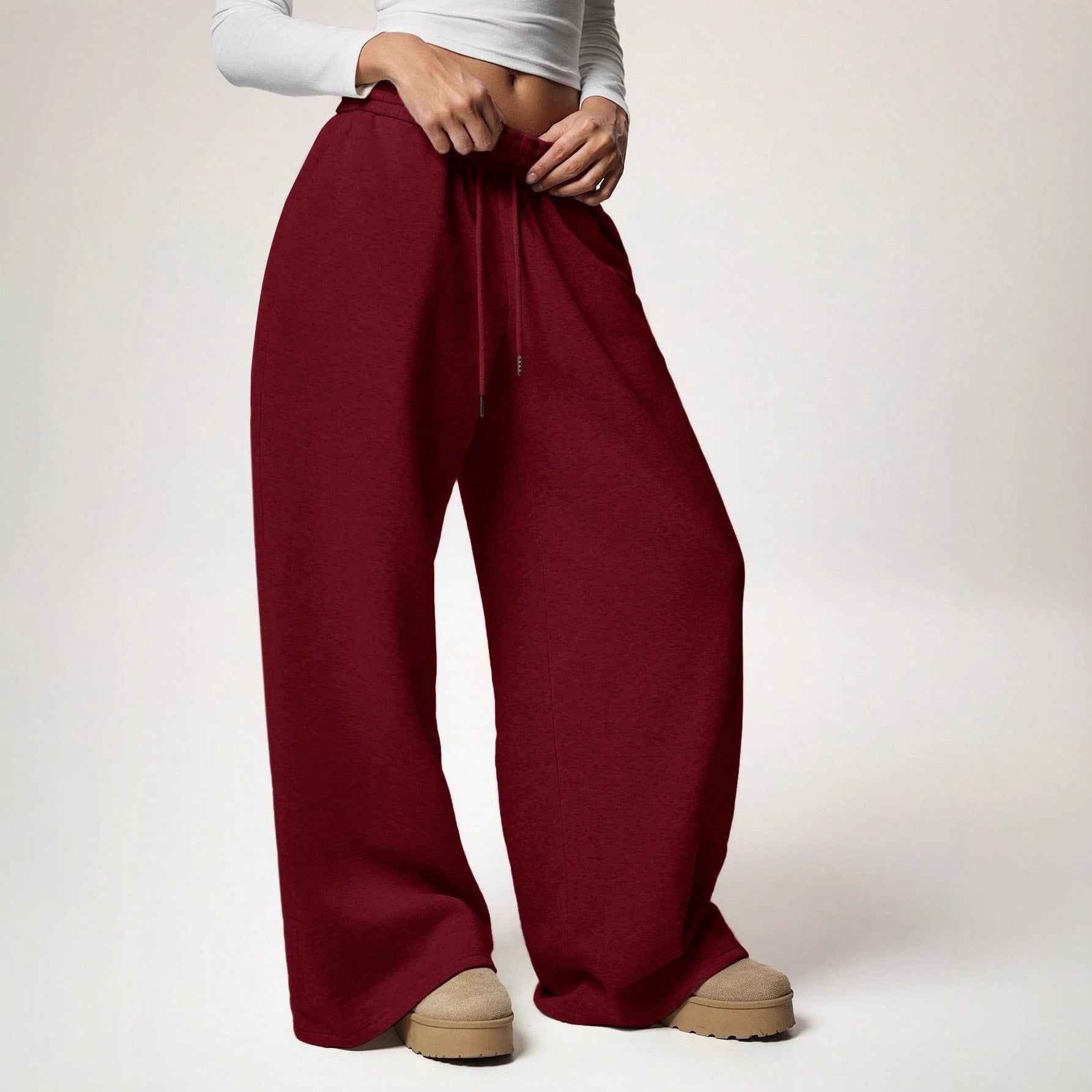 Women's Fleece Lined Sweatpants Winter Warm Wide Leg Sweat Pants Baggy Casual Pants with Pockets - Seldom Seen Styles