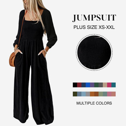 Women's Casual Loose Overalls Jumpsuits One Piece Long Sleeve Wide Leg Long Pant Rompers With Pockets - Seldom Seen Styles