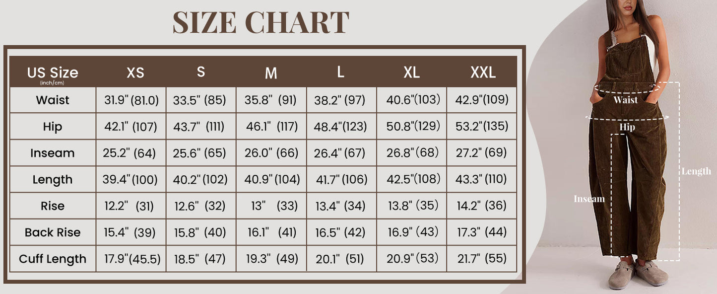 Corduroy Overalls for Women Barrel Wide Leg Bib Corduroy Pants Women Adjustable Romper Jumpsuit with Pockets - Seldom Seen Styles