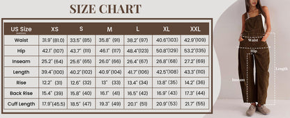 Corduroy Overalls for Women Barrel Wide Leg Bib Corduroy Pants Women Adjustable Romper Jumpsuit with Pockets