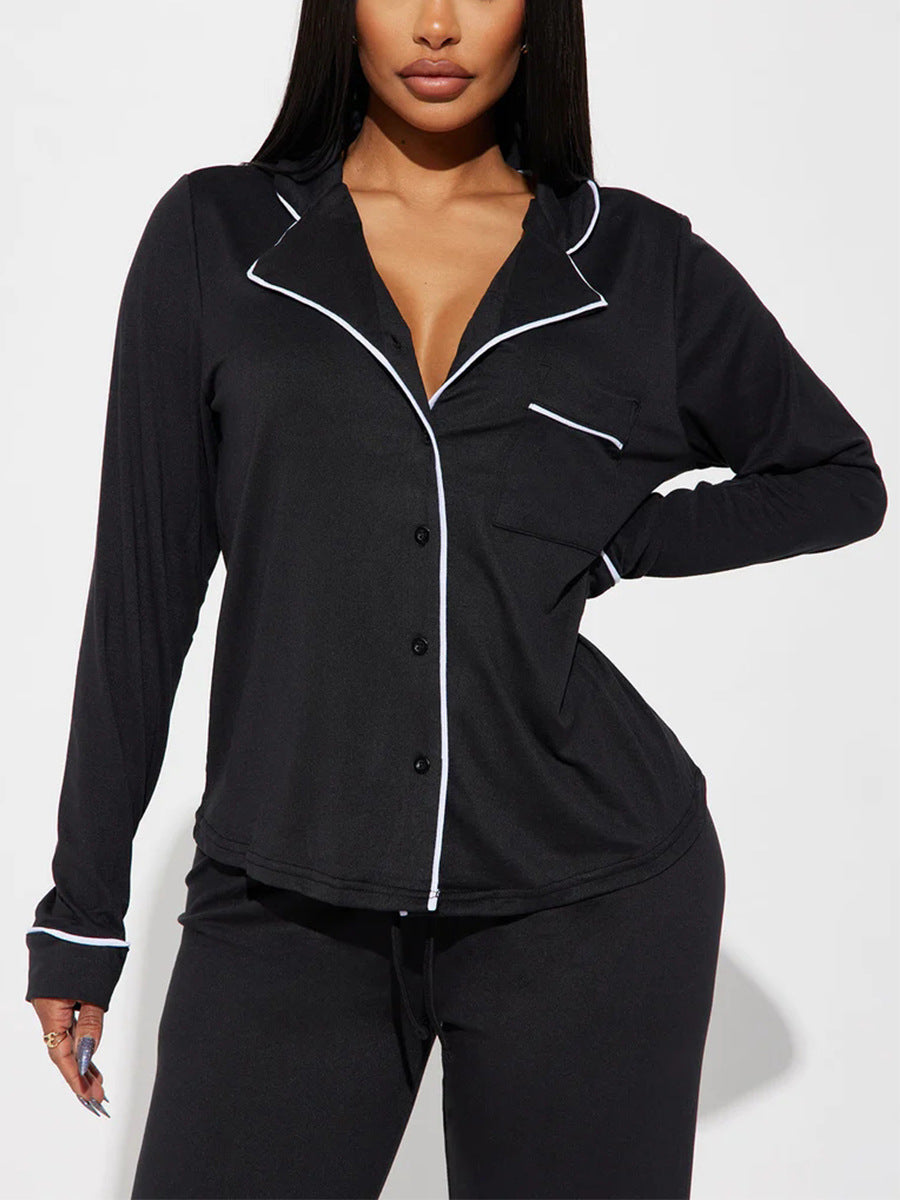 Modal Pajama Set, Long Sleeve Button Down Shirt and Pajama Pants, Sleepwear for Women - Seldom Seen Styles