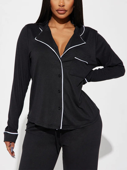 Modal Pajama Set, Long Sleeve Button Down Shirt and Pajama Pants, Sleepwear for Women - Seldom Seen Styles
